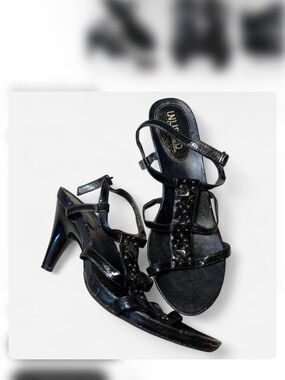 Kenneth Cole Black Studded Strappy Heels